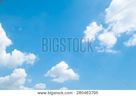 Beautiful Blue Sky Clouds For Background. Cloudy.