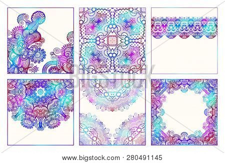 Set Of Traditional Kalamkari Ornamental Floral Paisley Design
