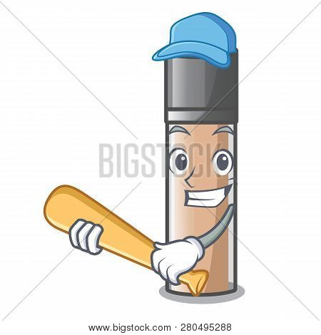 Playing Baseball Makeup Foundation Isolated With On Character