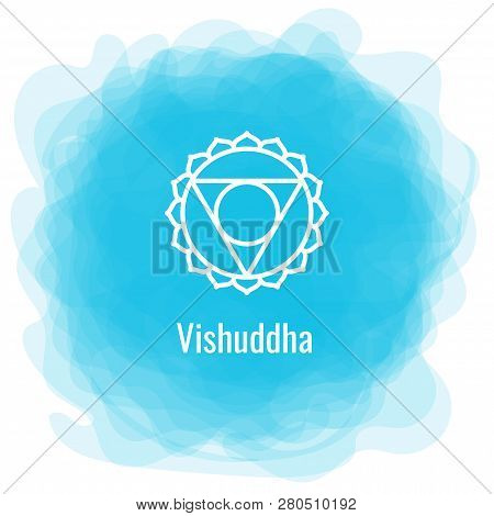 Vishuddha Icon. The Fifth Guttural Chakra. Vector Blue Smoky Circle. Line Symbol. Sacral Sign. Medit
