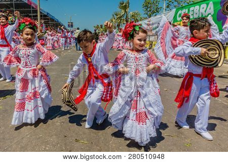 Barranquilla , Colombia  - February 25, 2017 : people participating at the parade of the carnival festival of  Barranquilla Atlantico Colombia