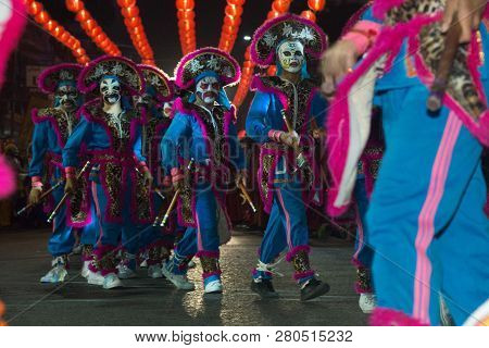 Nakorn Sawan , Thailand - February 18, 2018 : Group Of Unidentified Fighting Of Warriors ( Aung-gor 