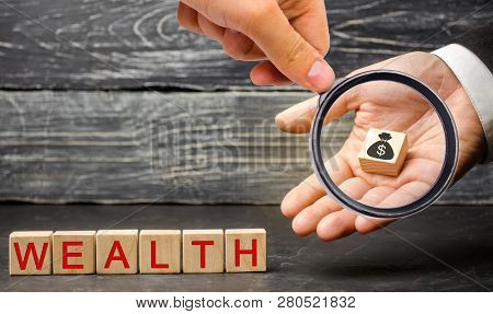 Concept Of Wealth Life And A Happy Well-endowed. Inscription Wealth On Wooden Blocks. High Quality O