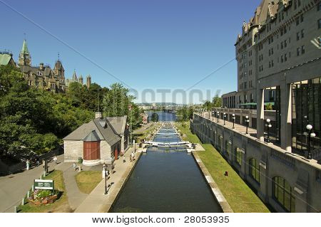 UNESCO World Heritage Site Rideau Canal Waterway in Ottawa, Ontario, Canada
