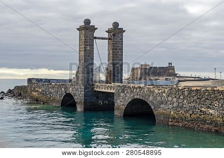 Castle Of Saint Gabriel (castillo De San Gabriel) And The Bridge With Castle Doors Puente De Las Bol