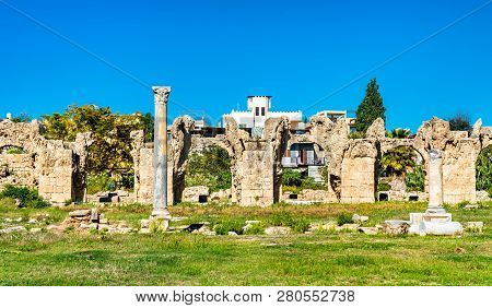 Roman Aqueduct In Tyre. Unesco World Heritage In Lebanon