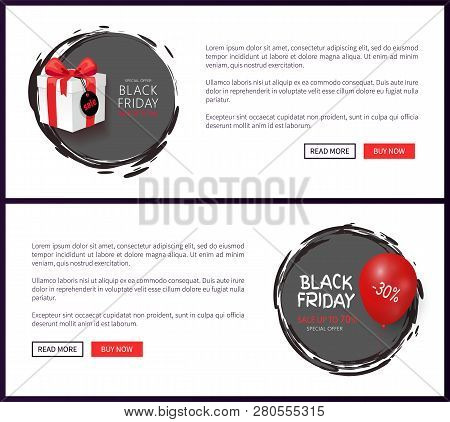 Final Black Friday Sale, Gift Box, Wrapped In Paper And Red Helium Air Balloon, Discount Vector. Spe