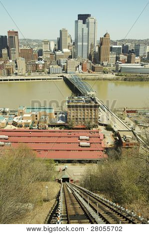 visning af Pittsburgh skyline fra Monongahela hældning