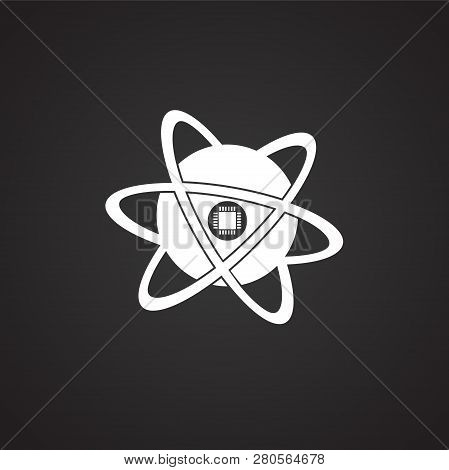 Core Micro Processor On Black Background Icon