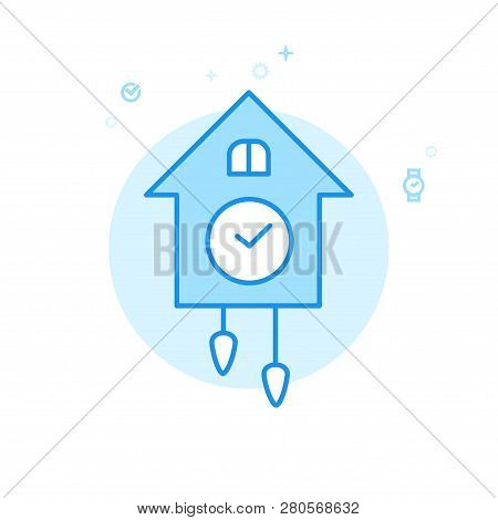 Cuckoo Clock Flat Vector Icon. Vintage Wooden Wall Clock Symbol, Pictogram, Sign. Light Flat Style. 