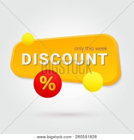 Gold Discount Only This Week. Price Discount Promotion Poster. Vector Shopping Label. Special Offer.