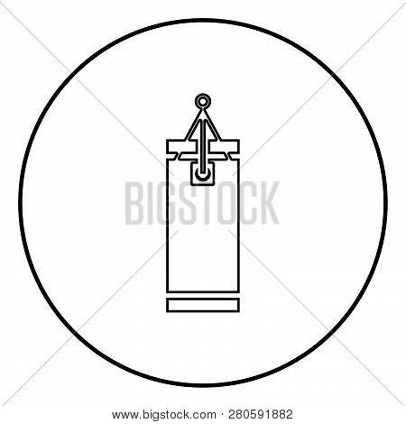 Punching Bag Icon Black Color Outline Vector Illustration Flat Style Simple Image In Circle Round 13