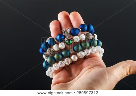 Beautiful Jewelry Made Of Natural Stones And Exquisite Accessories On A Womans Hand