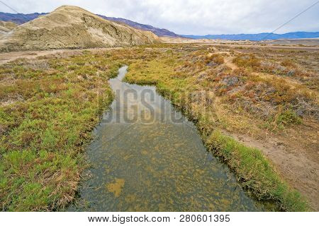 Spring Fed Salt Creek In A Desert Landscape In Death Valley National Park In California