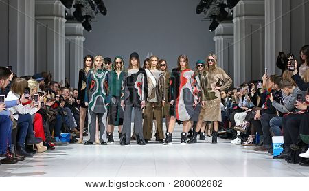 Kyiv, Ukraine - February 7, 2018: Models Present A Creation By Designer Kir Khartley During 42nd Ukr
