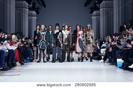 Kyiv, Ukraine - February 7, 2018: Models Present A Creation By Designer Kir Khartley During 42nd Ukr