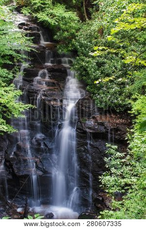 Soco Falls From The Viewing Deck In North Carolina