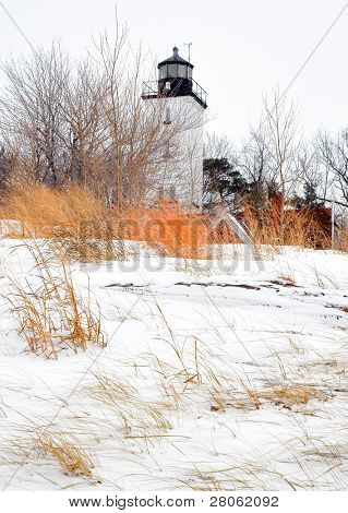 Faro di Presque Isle in inverno