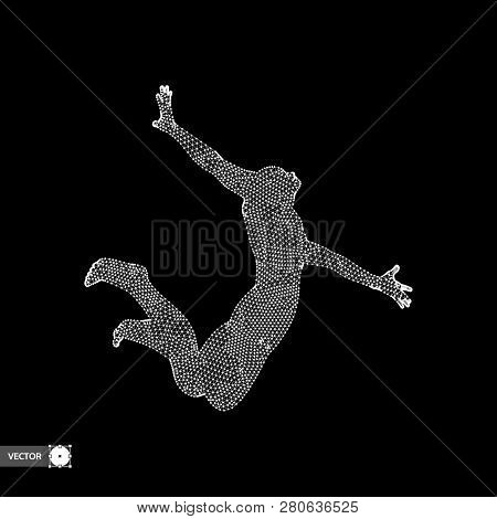 Leadership Concept. Jumping Man. Emblem For Sport Championship. Vector Illustration.