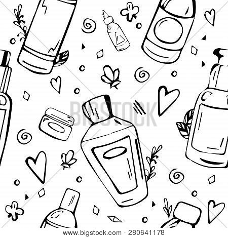 Black And White Vector Cartoon Seamless Pattern