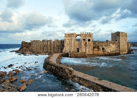 The Castle Of Methoni In The Port Town Of Methoni, Messenia, Greece