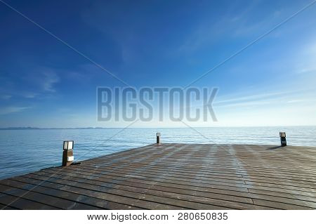 Outdoor Deck Or Patio In The Blue Sea, Koh Chang, Trad Province, Thailand.