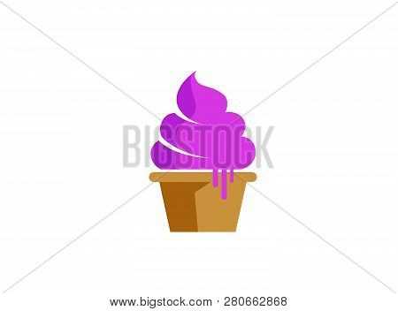 Tasty Cone Ice Cream With Strawberry  And Vanilla With Chocolat Flavored Logo Design
