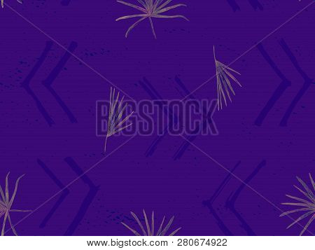 Ultraviolet Exotic Pattern. Monstera Leaves And Hibiscus Flowers In Summer Print.  Saturated Large F