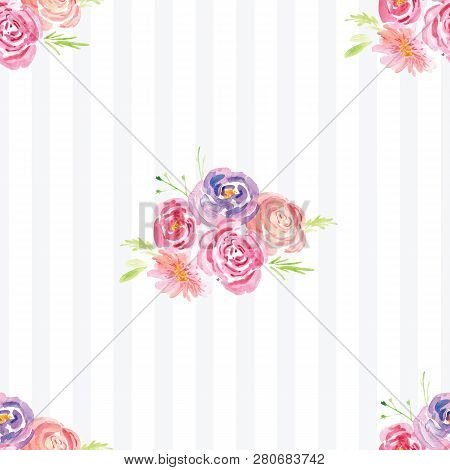 Hand-painted Watercolor Floral Rose Pattern, Illustration Of Decorative Floral Design