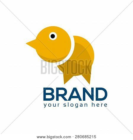 Speech Bubble And Chicken Stock Logo Template. Vector Illustration Concept For Communication Industr
