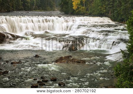 Dawson Falls On The Murtle River In Wells Gray Provincial Park, British Columbia, Canada. It Is Four
