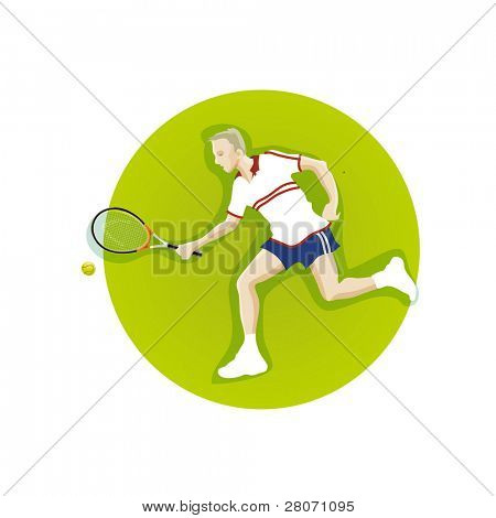 Sport green round icons: tennis