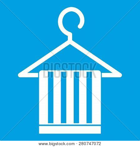 Scarf On A Coat Hanger Icon White Isolated On Blue Background Illustration
