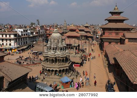 KATHMANDU, Nepál - 6. ledna: Pohled na náměstí Durbar Pátan 6 ledna 2009 v Káthmándú, Nepál. 