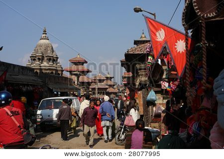 KATHMANDU, Nepál - 6. ledna: Pohled na náměstí Durbar Pátan 6 ledna 2009 v Káthmándú, Nepál. 