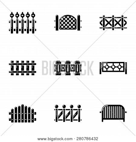 Protective Palisade Icons Set. Simple Set Of 9 Protective Palisade Icons For Web Isolated On White B
