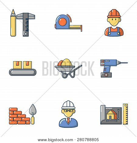 Proficient Icons Set. Cartoon Set Of 9 Proficient Icons For Web Isolated On White Background