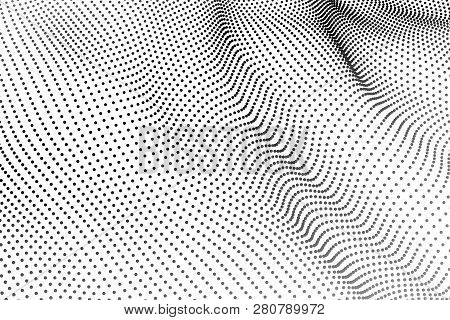 Wave Of Particles. Wave 3D. Big Data. Vector Illustration.