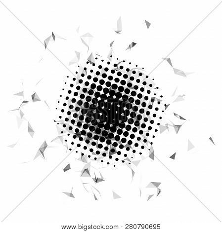 Halftone. Black Circle. Futuristic Technology Style. Background Vector. Plexus Effect. Vector Illust