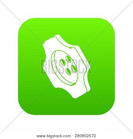 Cogwheel Clothes Button Icon Green Isolated On White Background