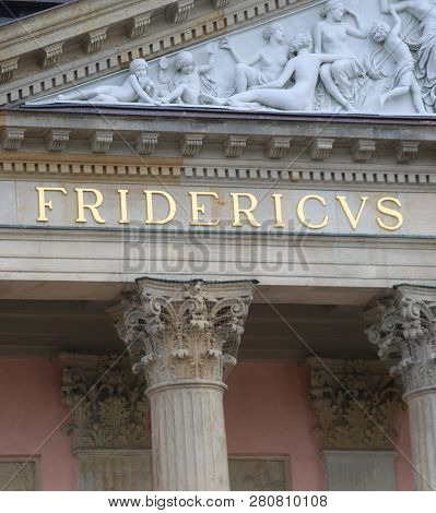 Berlin, Germany - August 19, 2017: Great Text Fridericus On A Historic Building In East Berlin