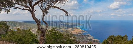 Panoramic Aerial View Of Bays And The Blue Lagoon With Turquoise Water In The Mediterranean Sea As S
