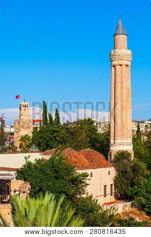 The Alaaddin Mosque Or Yivli Minare Mosque In Antalya Old Town Or Kaleici In Turkey