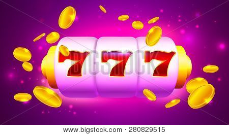 Cartoon Slot Machine With Coins And Sevens