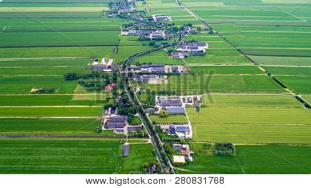 Aerial View Of Snelrewaard Hamlet In Oudewater, Netherlands