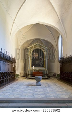 Inside A Small Church In Faaborg, Denmark