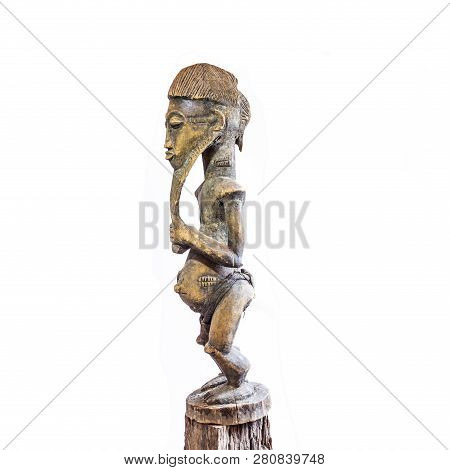 African Ethnic Wood Carving From Baule Ethnic - Ivory Coast