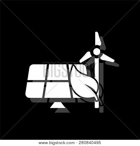 Eco Energy Saving. White Flat Simple Icon With Shadow