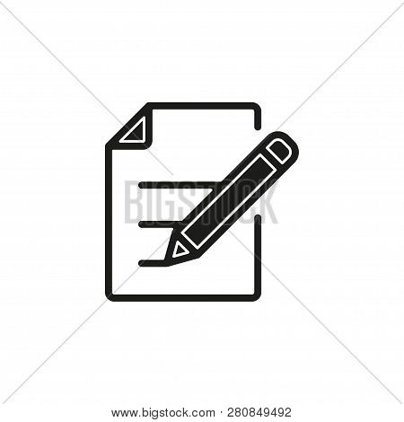 Simple Document With Pen. Flat Pictogram - Simple Icon