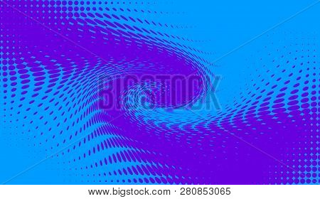 Abstract Duotone Background . Swirll Wave Halftone Texture . Trendy Synthwave Cyberpunk Gradient Des